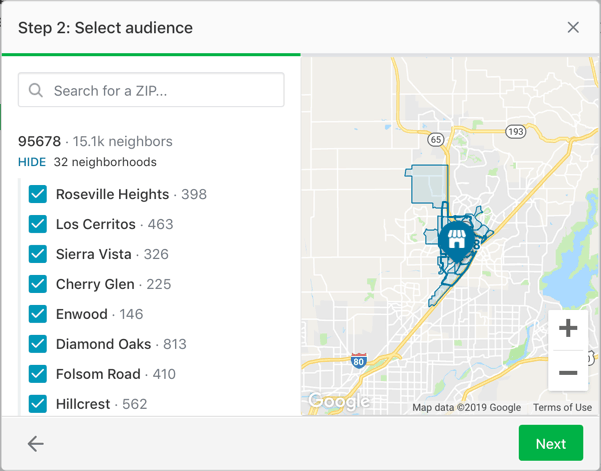 Choosing your offer audience on Nextdoor