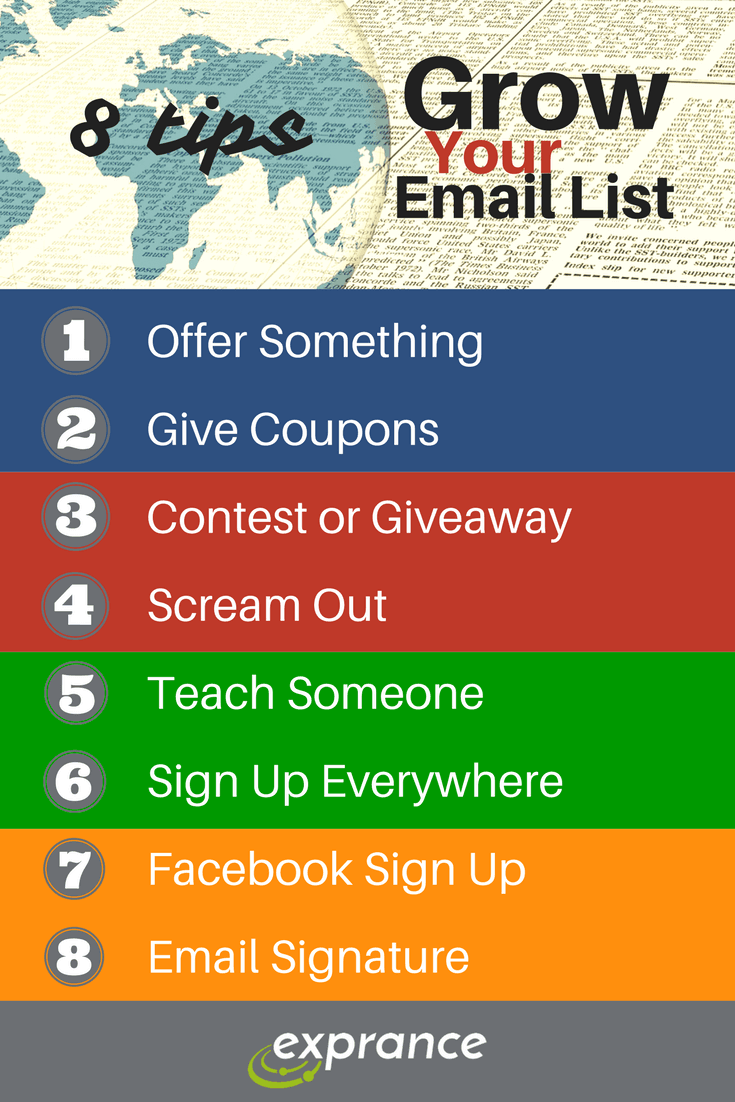 8 Tips to Grow Your Email List Infographic