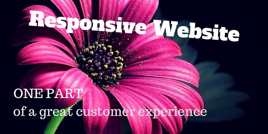 Responsive Website: One part of a great customer experience. The background consists of a beautiful flower growing like a business.