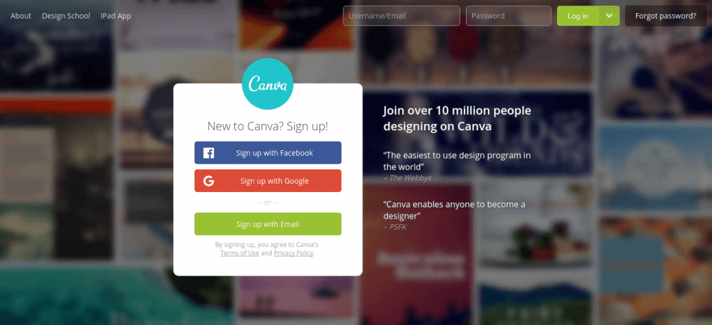 Canva Homepage
