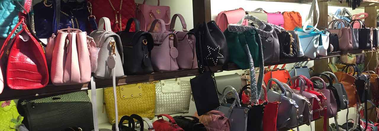 eCommerce Model Stock Products Warehouse shelves full of purses