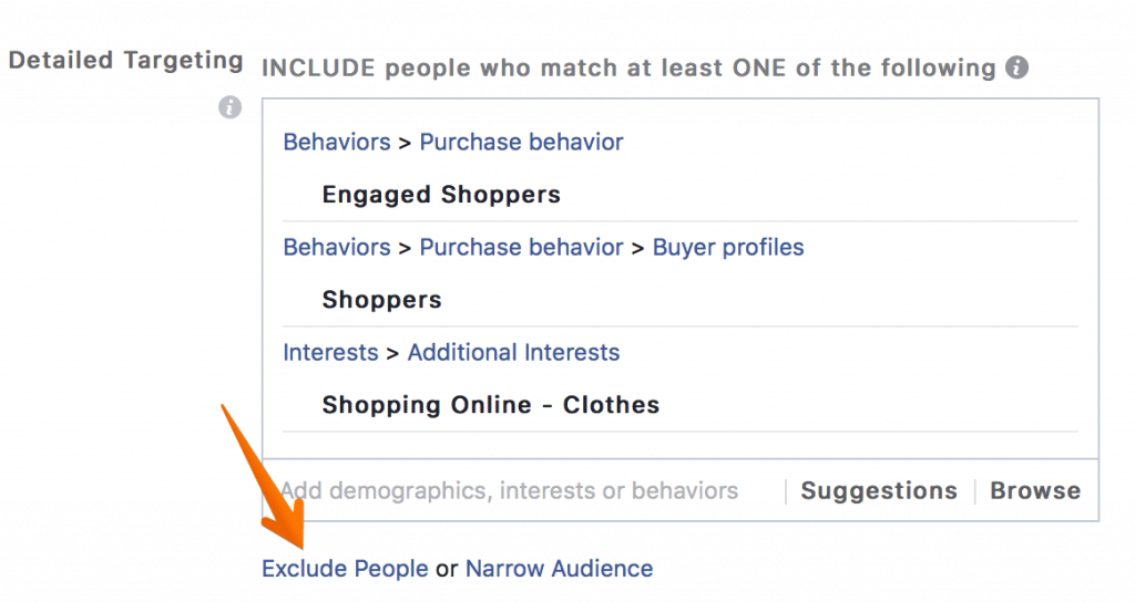 Facebook Advertising Audience Exclude People