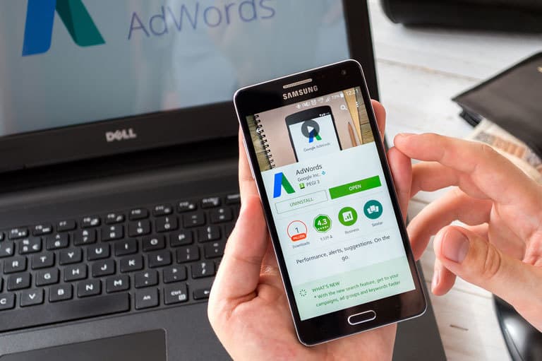 Google Ads Search Engine Marketing PPC on Smartphone