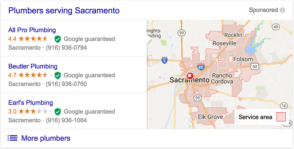 Google Local Business Desktop Search Results