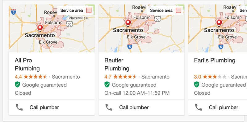 Google Local Business Mobile Search Results