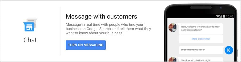 Google My Business Chat Setup