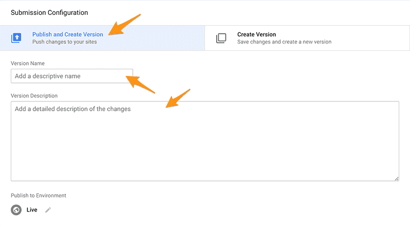 Google Tag Manager Submit Changes