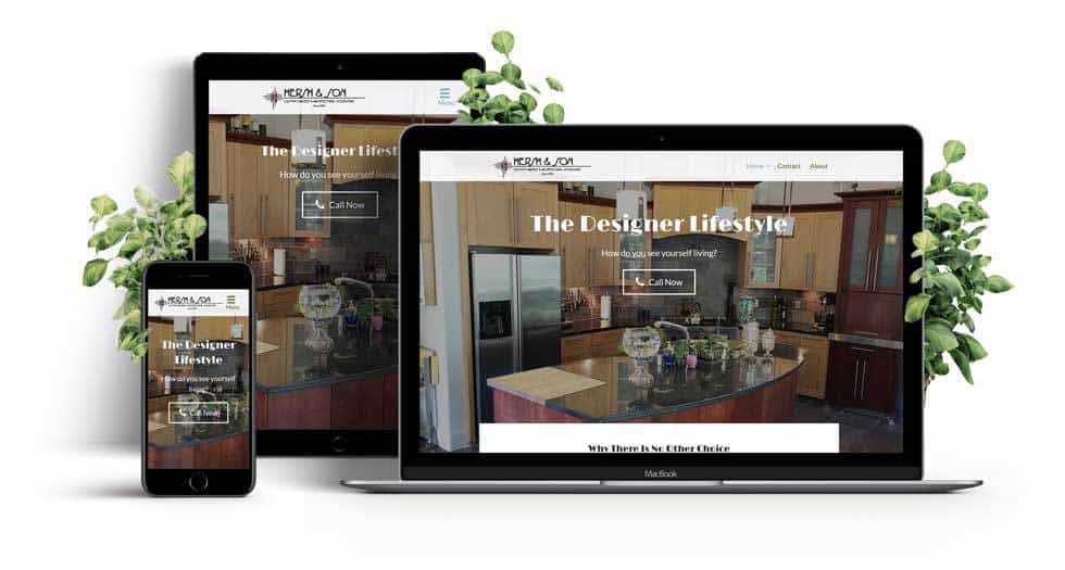 Custom Cabinets and Construction responsive business website.