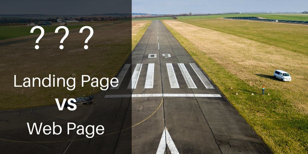 When To Create a Landing Page vs Web Page overlayed over landing runway