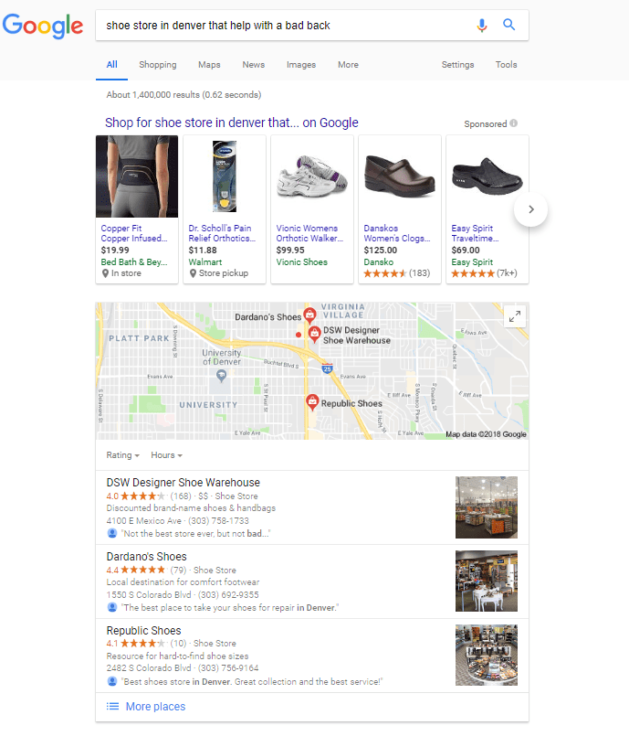 Local Google Search for Shoes That Help With A Bad Back
