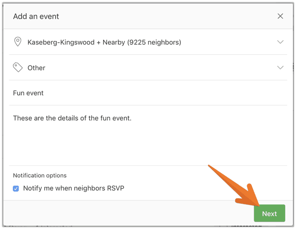 Nextdoor - Add Event First Screen