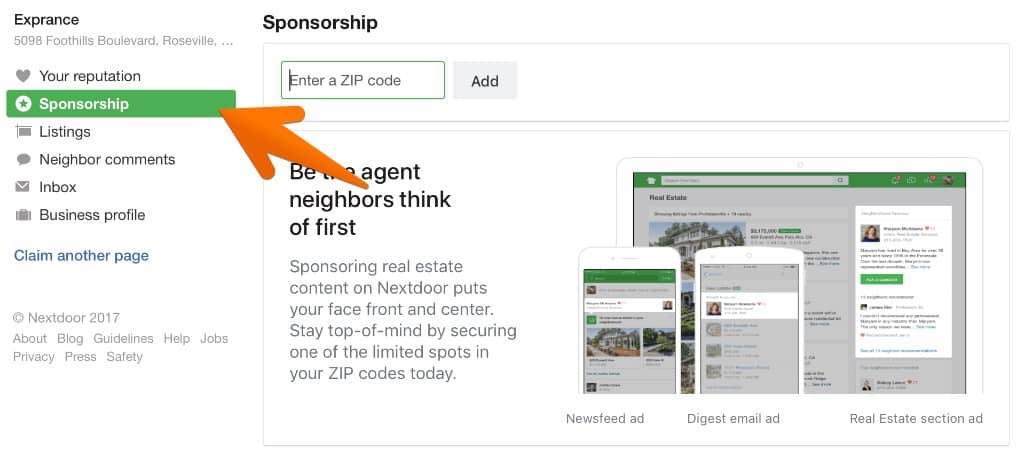 Nextdoor Real Estate Sponsorship Initiation