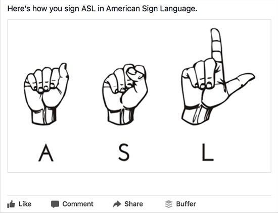 Sign ASL (American Sign Language) Facebook Post