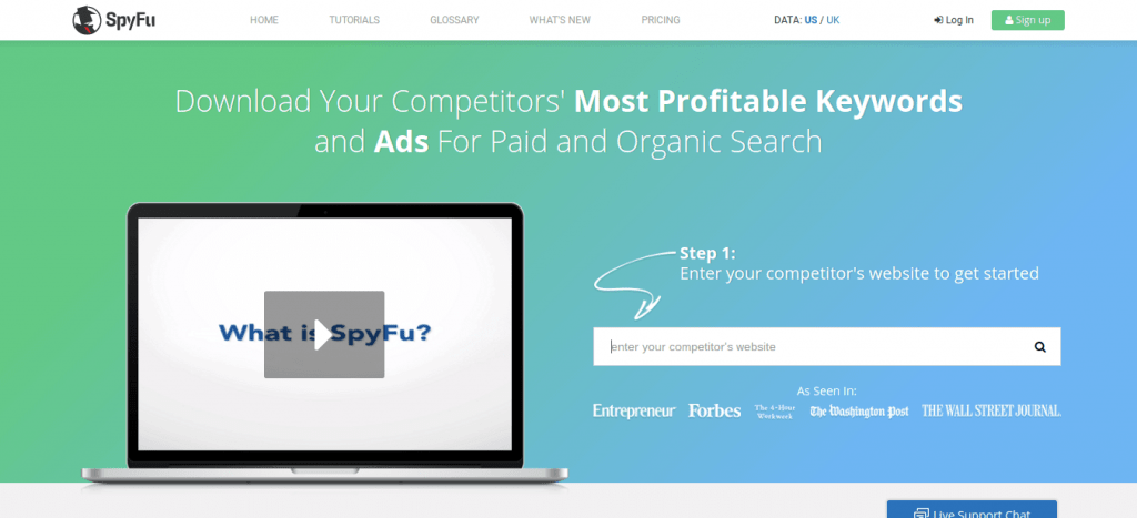 SpyFu Home Page