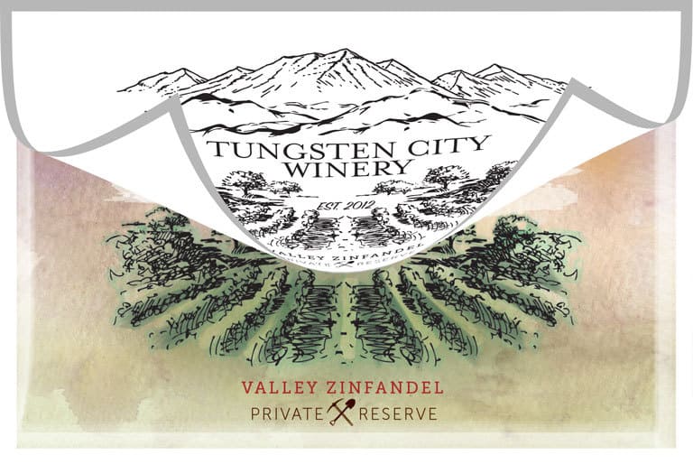 Tungsten City Winery Logo Design Peel Back Color Reveal