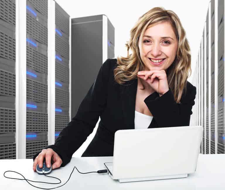 Website Hosting: Woman in a Server Room
